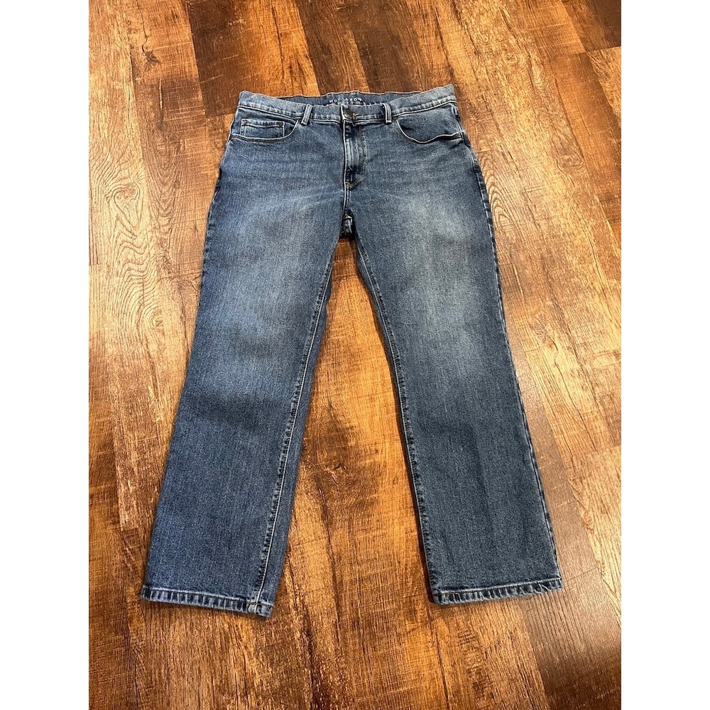 Mott & Bow Mens STRAIGHT MOSCO JEANS 36x30 Medium Wash Indigo Stretch Denim